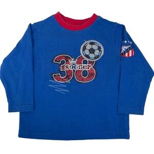 Baby Headquarters‎ Blue Soccer Ball Applique Long Sleeve T Shirt 24M 90s Y2K
